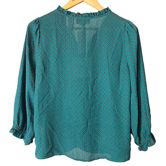 Cece | Ponderosa Pine Green Ruffle Blouse | NWT Polka Dot | XS - Picture 8 of 8